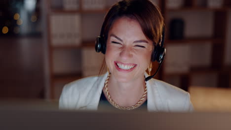 Crm,-laughing-or-happy-woman-consulting-in-call