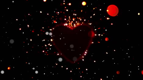animación de corazones rojos y brillo cayendo en negro