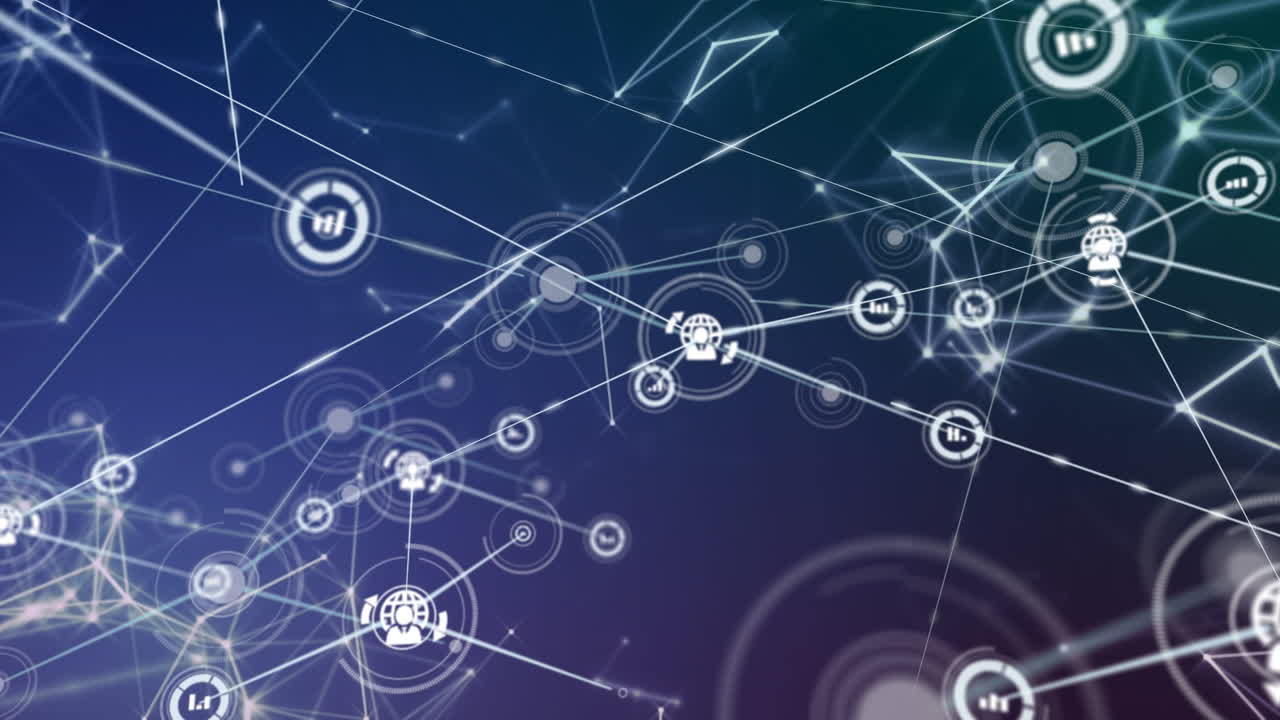 animación del procesamiento de datos sobre un fondo azul
