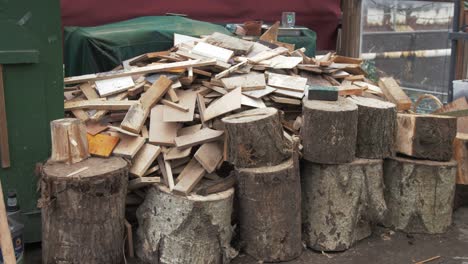 stack of timber off-cuts firewood fuel source