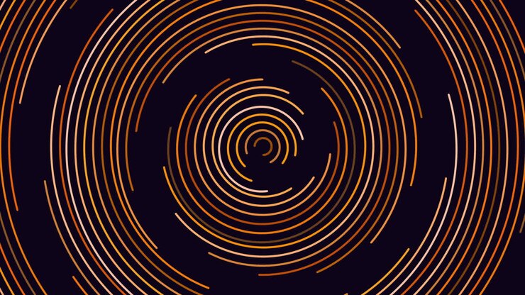 Motivo di cerchi illusori e a vortice colorati su sfumatura nera