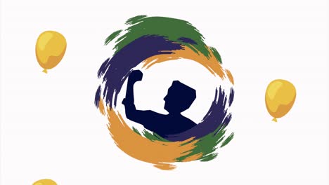 animación de la independencia de brasil con silueta patriota y globos
