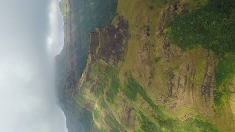 vertical format aerial of zunjar machi ancient fort in rural india