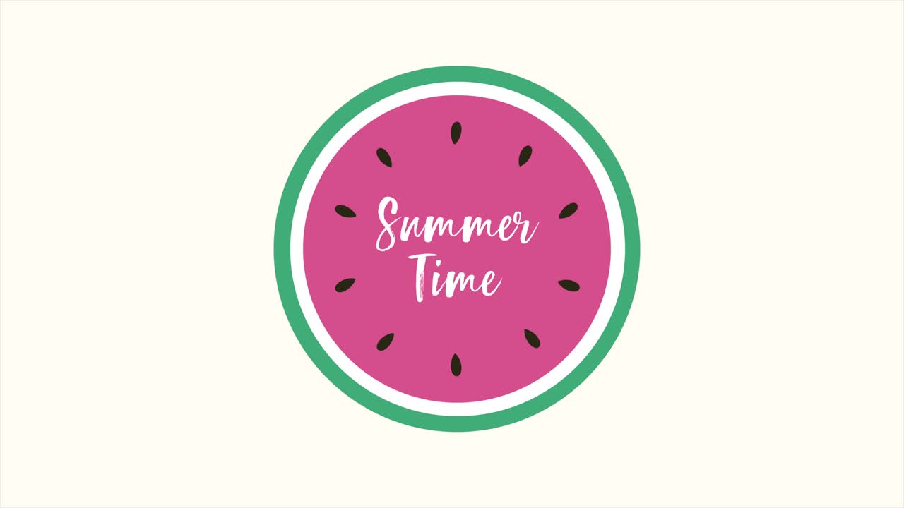 animación de letras de tiempo de verano con sandía. video 4k