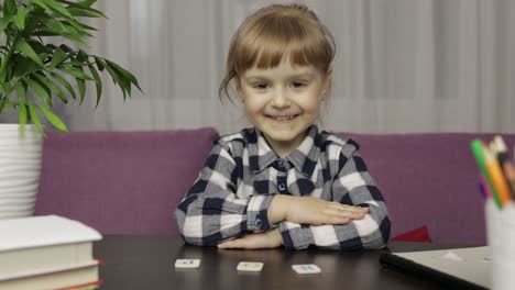 children making video call doing distance education lessons at home. webcam view