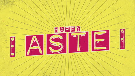 vintage easter poster bold happy easter in red on sunny yellow background