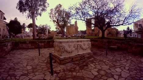 an ancient sarcophagus in the center of the old city of famagusta namik kemal dungeon