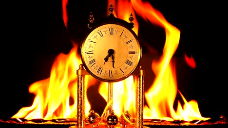 time clock on fire burning hours