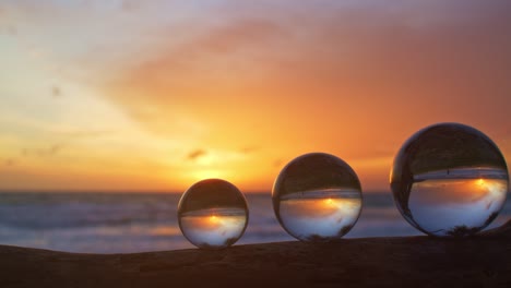 magic beautiful sky view of sunset in crystal balls.