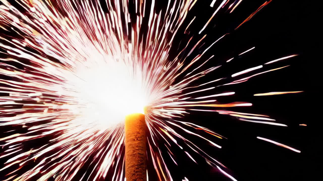 Sparkler Burning and Emitting Bright Sparks in the Dark