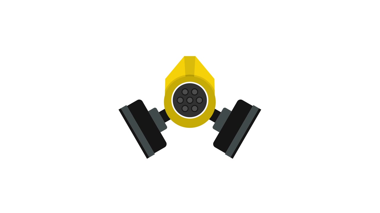 Animated Yellow Gas Mask Appearing and Disappearing