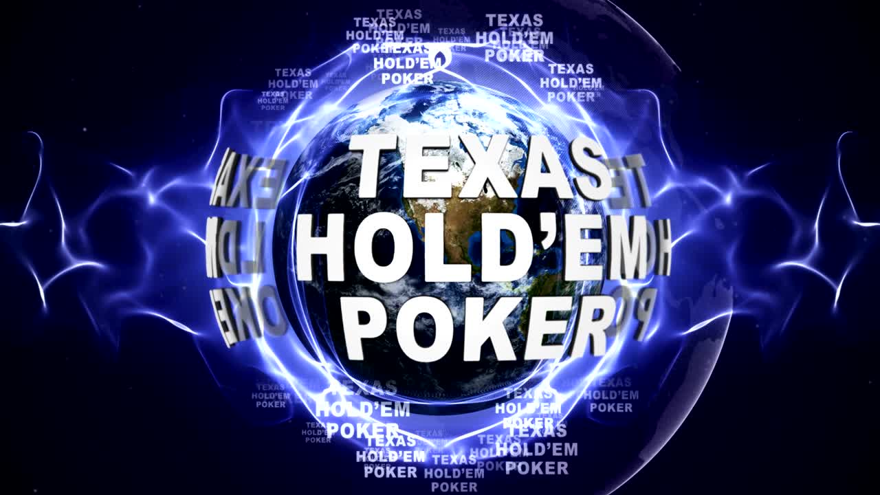 텍사스 홀 포커 텍스트 애니메이션과 지구, 렌더링, 배경, 루프