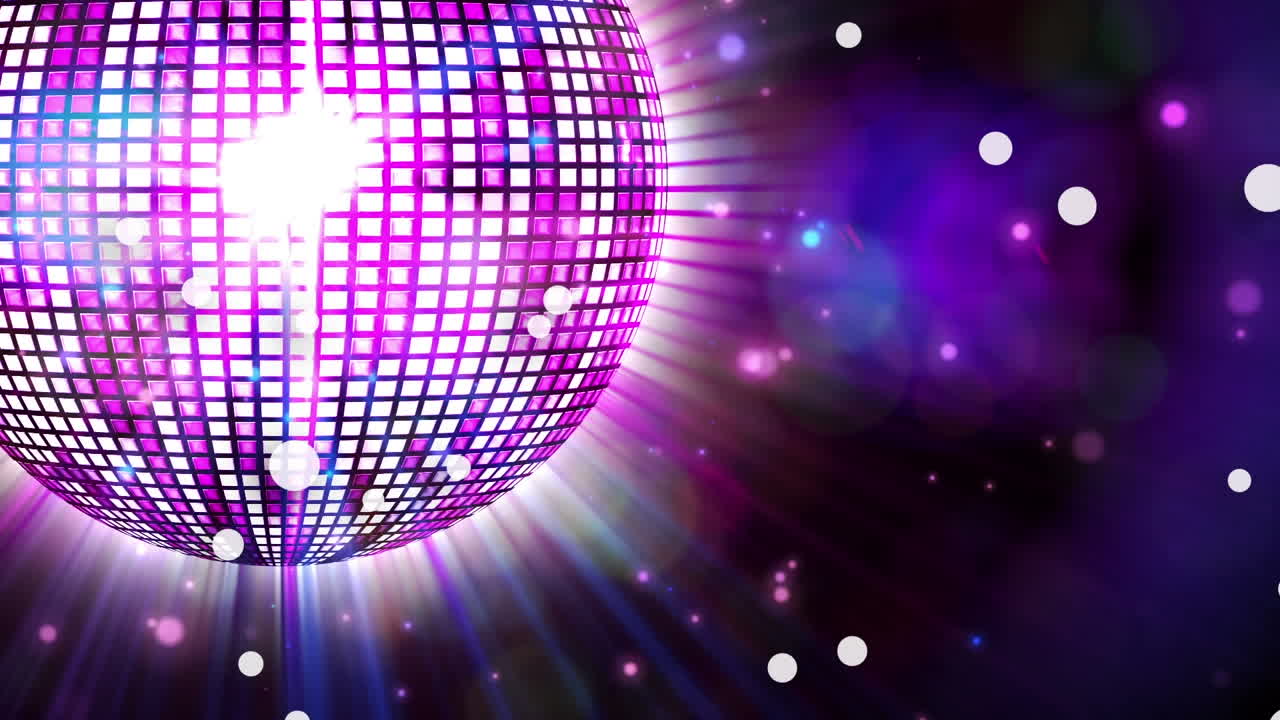 Animation of light spots over disco ball on black background