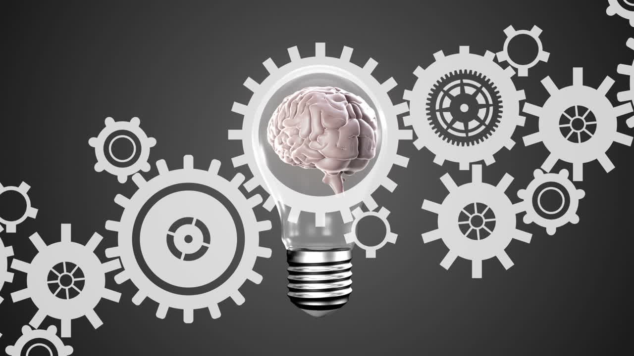 전구와 기어에 있는 뇌