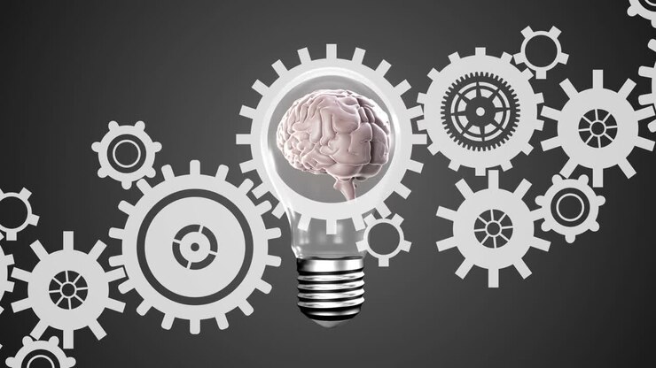 Brain in a light bulb and gears