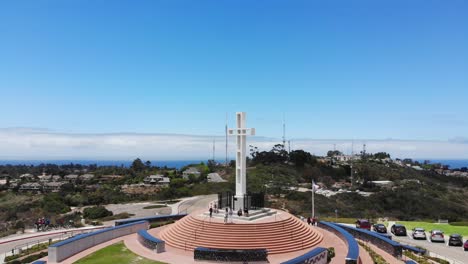 aerial drone video of mount soledad, san diego, california