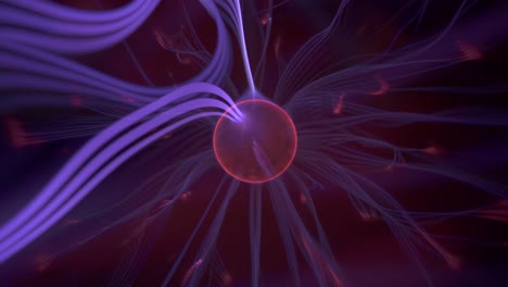 Flickering-electricity-magic-lightnings-flows-into-plasma-ball,black-background