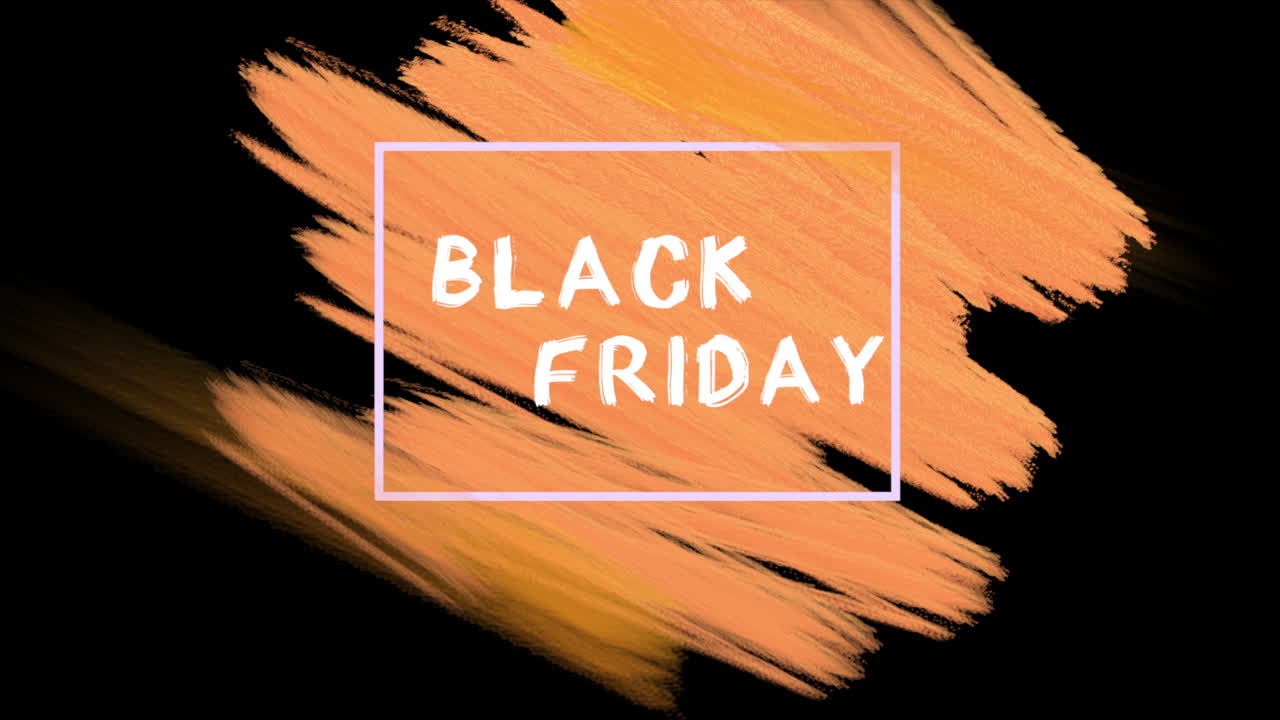 Animation intro text Black Friday on orange fashion and brush background