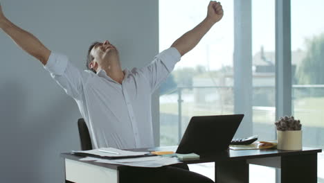 business man receiving letter by email. freelance man working on laptop computer