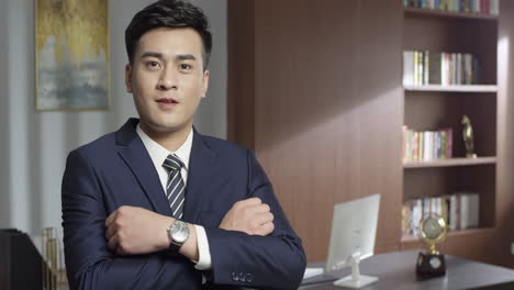 confident ceo businessman wearing suit with shirt and tie, standing in a modern boardroom, representing leadership, success and corporate lifestyle
