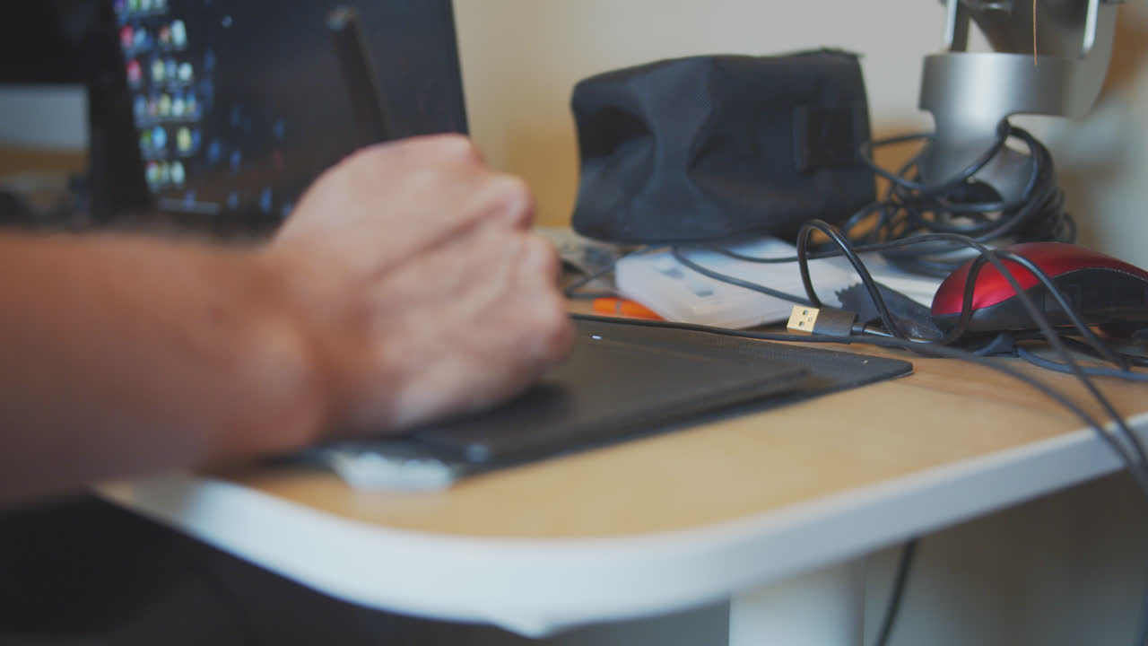 usando una pluma y una tableta de dibujo 02