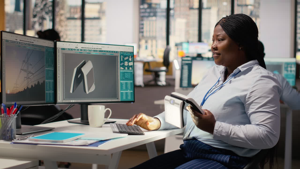 Engineer In Office Evaluating Advanced Solar Cell Technology Clean Energy Device