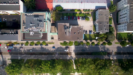 city buildings and road near park centralny in gdynia, poland