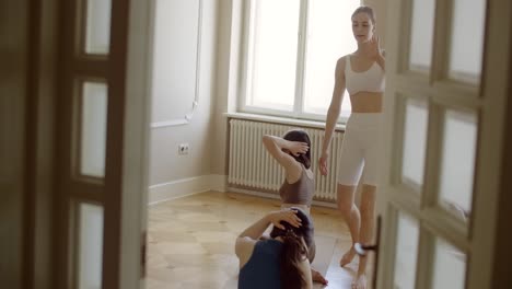 yoga session at home with instructor
