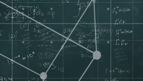 animation of mathematical data processing over green background