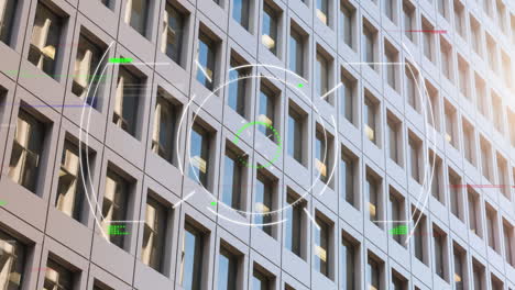 animación del visor y el fallo sobre el edificio de oficinas