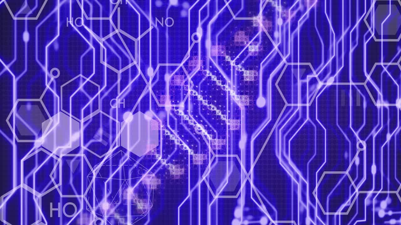 연결 네트워크를 통해 dna 가닥의 애니메이션