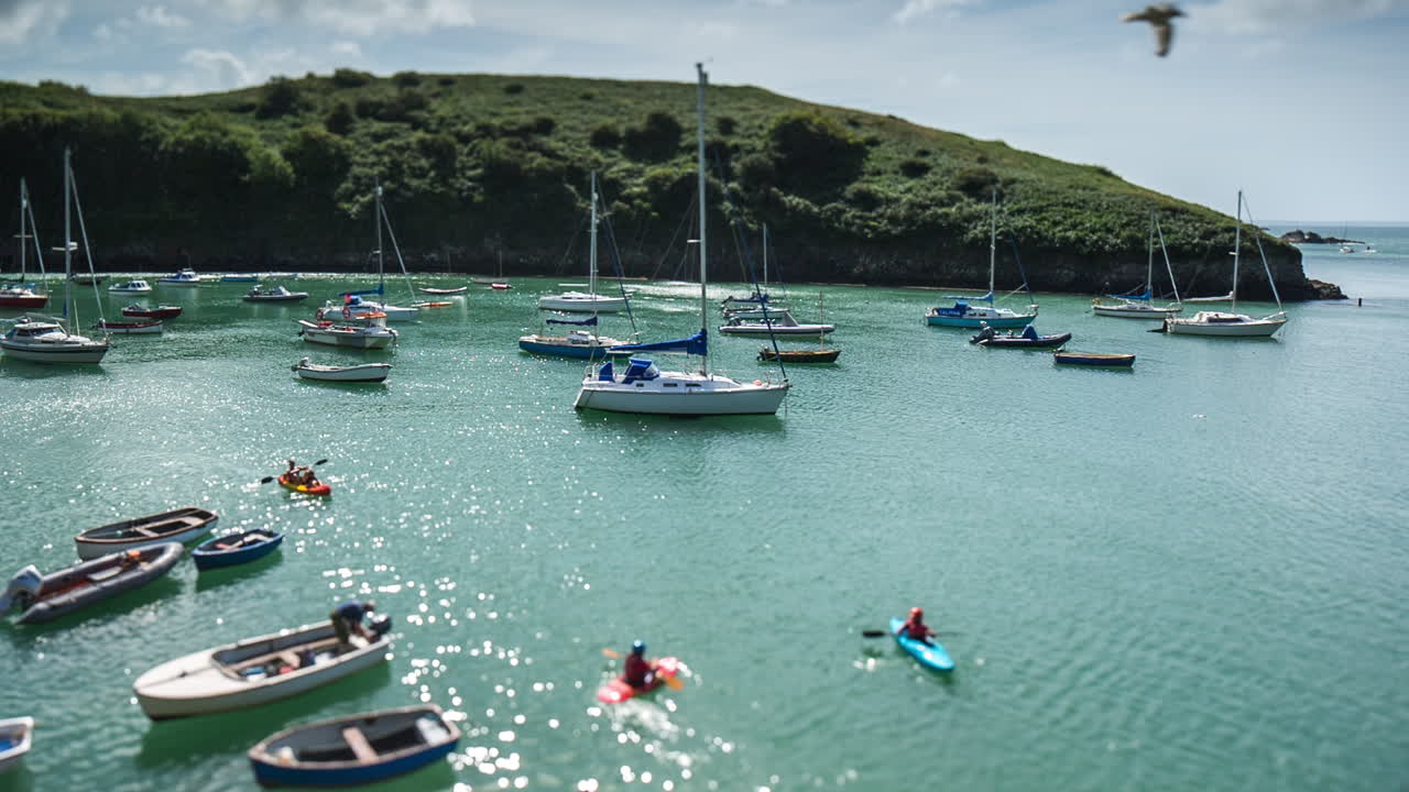 Solva boats 05 Premium Stock Video Footage