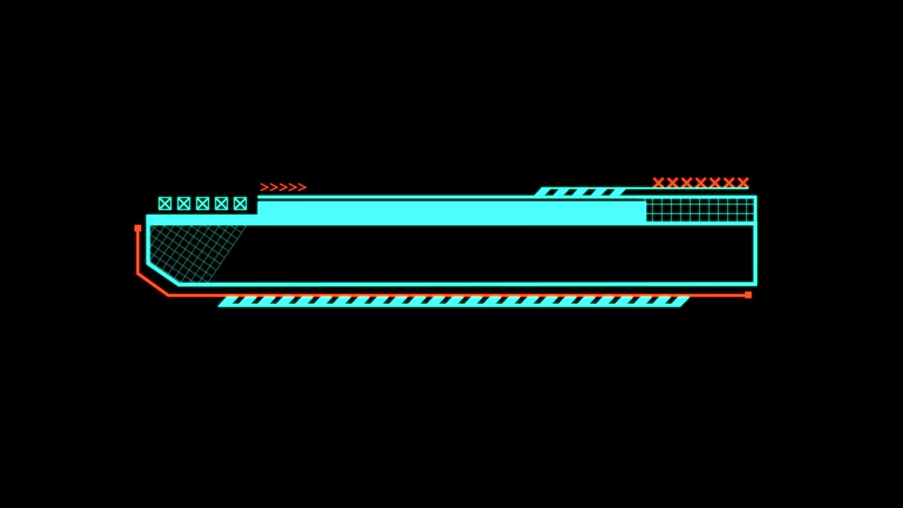 Animeret digital lower third-grafik med futuristiske HUD-elementer