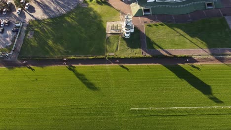 aerial view of horses are walking in san isidro racecourse buenos aires, argentina