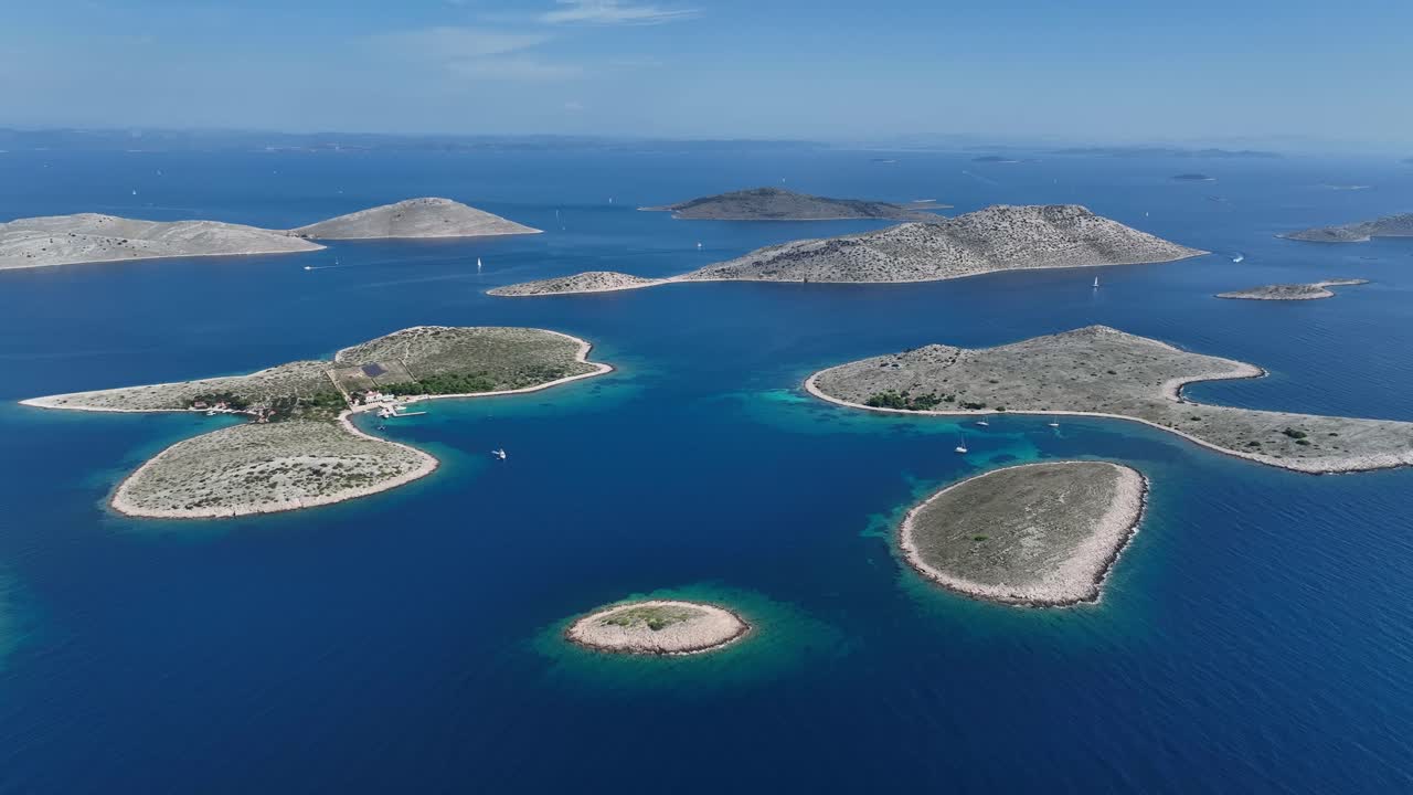 Beautiful aerial shot of the Kornati islands in the crystal-clear blue sea