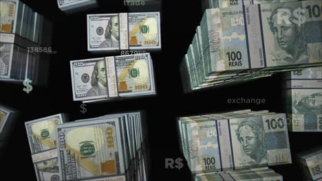 y brasil dinero real intercambio de bucle dólar animación