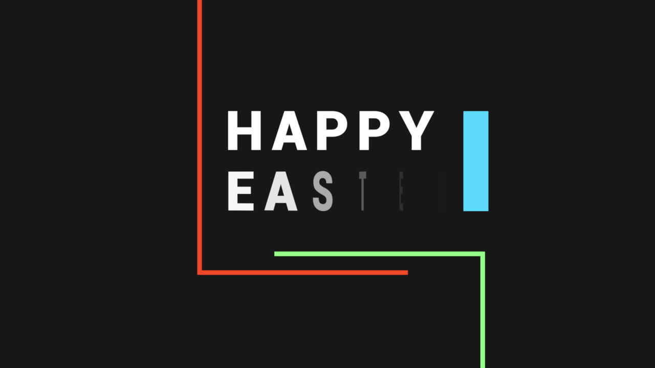 다채로운 행복한 부활절 토끼 검은 바탕에 그래픽 디자인