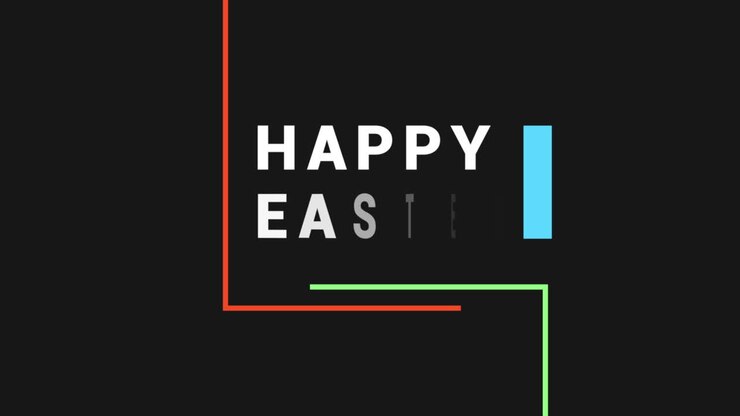 Colorful Happy Easter bunny graphic design on black background
