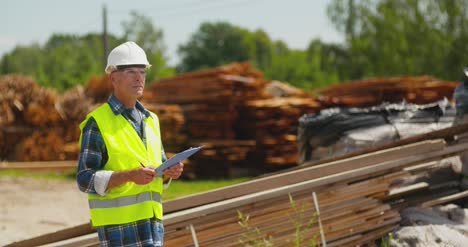 male worker examining plank's stack 20