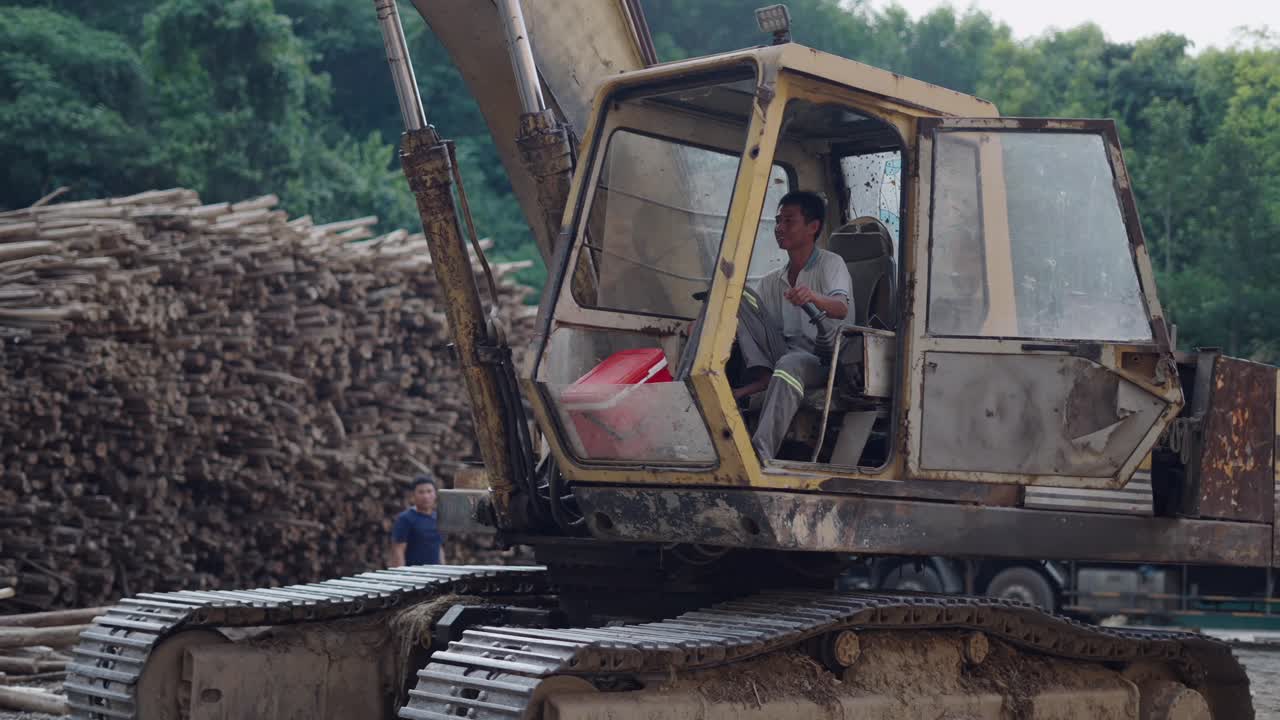 Excavator Operator at a Logging Site