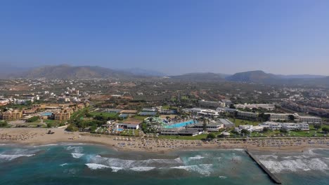 the touristic city hersonissos on crete. aerial shot