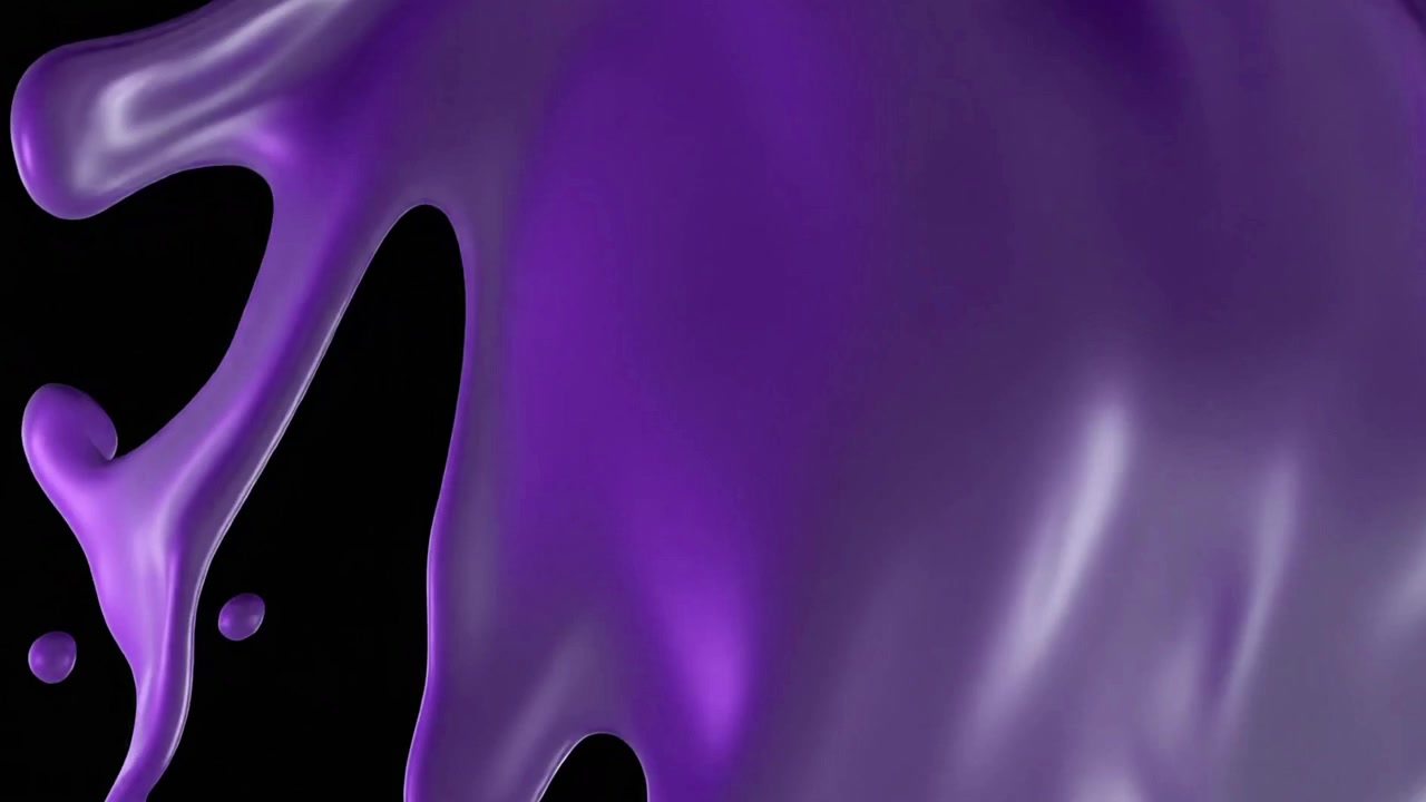 Liquide violet abstrait s'écoulant sur fond noir