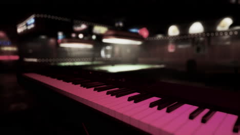 piano in a dark nightclub