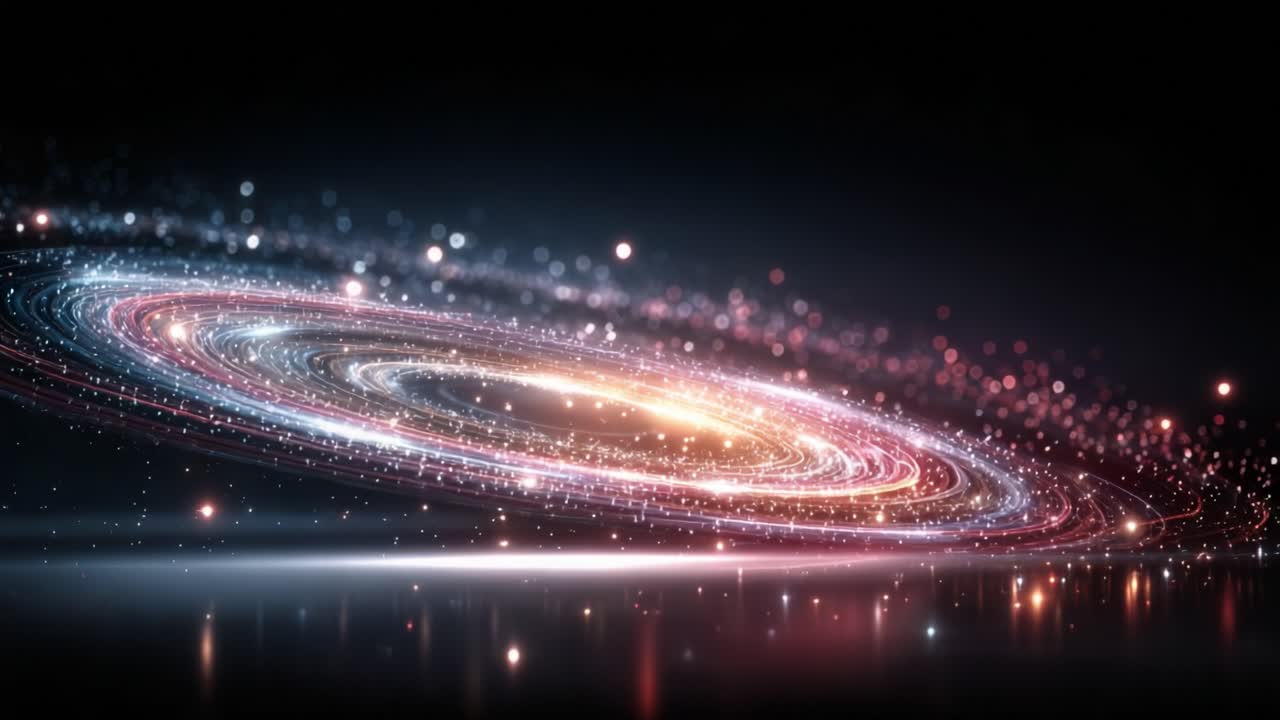 A mesmerizing view of a spiral galaxy, showcasing the vibrant colors and intricate patterns of stars and cosmic dust against a dark cosmic backdrop