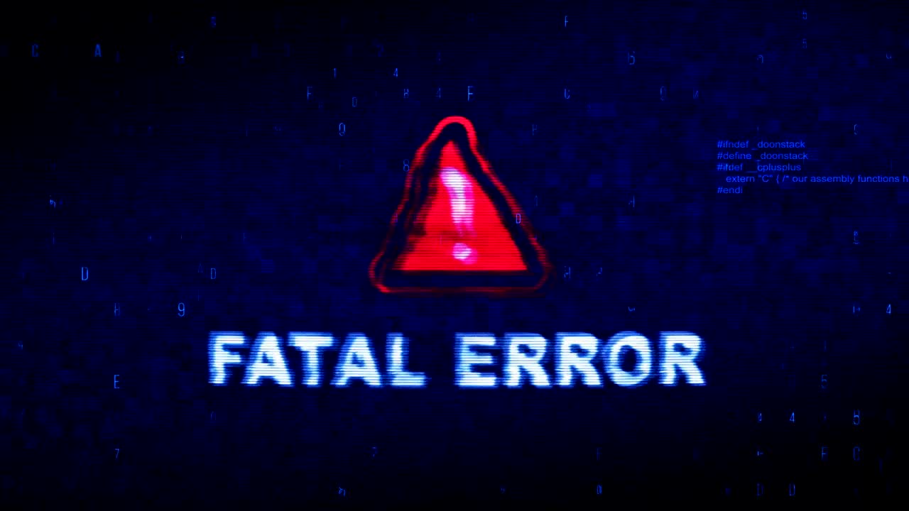 Fatal Error Text Digital Noise Twitch Glitch Distortion Effect Error Animation.