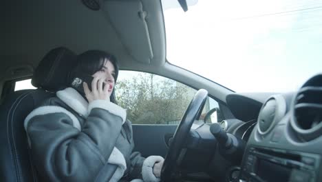 confident businesswoman driving her car, dressed in elegant business attire, showcasing independence and professionalism in a modern vehicle interior