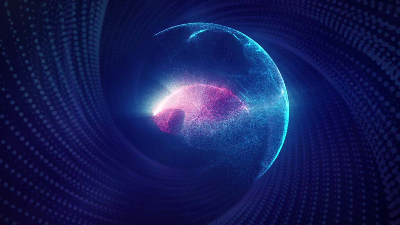 Dust particles trapped in a blue and pink light circle