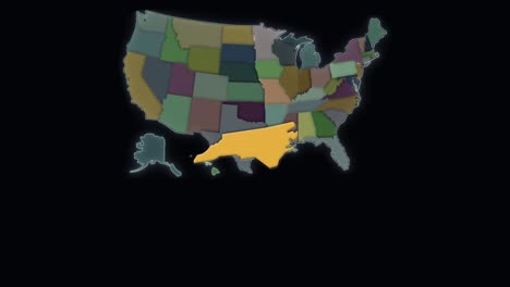North-Carolina-Ist-Hervorgehoben-–-Karte-Der-USA-–-Vereinigte-Staaten