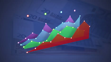 colourful graph on dark background with euro notes