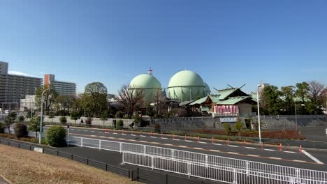 gas tank in japan, tokyo landscape